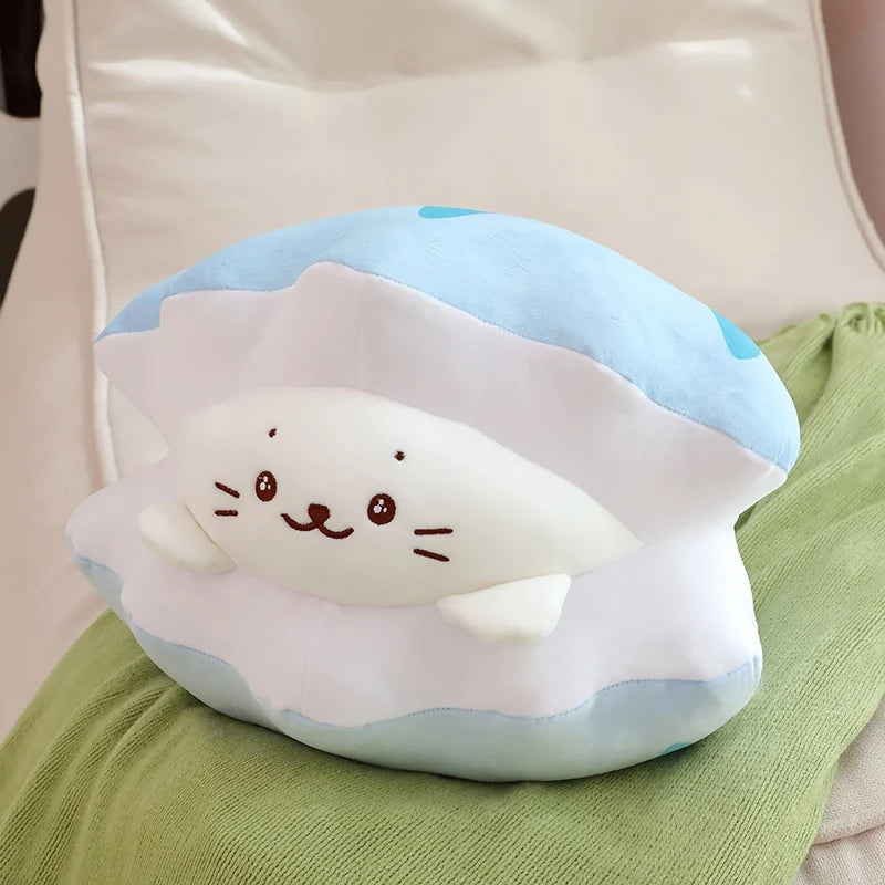 kawaiies-softtoys-plushies-kawaii-plush-Blue Oyster White Seal Plushie Soft toy 16in / 40cm