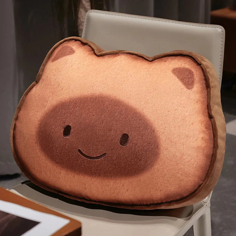 kawaiies-softtoys-plushies-kawaii-plush-Capybara & Cat Toastie Bread Cookie Plushies Soft toy Cat Smiling (Dark) 40x50cm