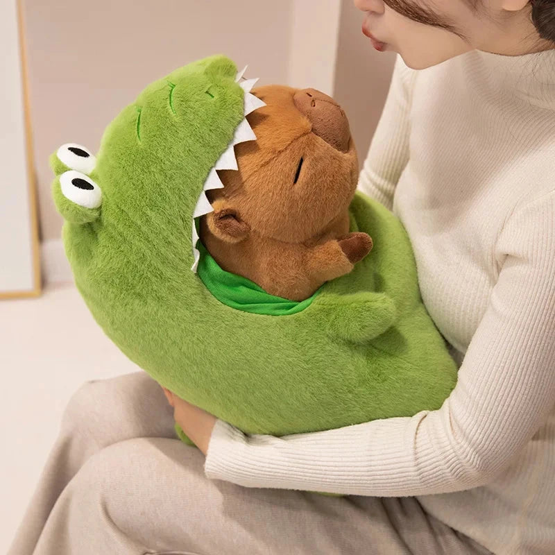 kawaiies-softtoys-plushies-kawaii-plush-Capybara Green Dinosaur Outfit Plushie Soft toy