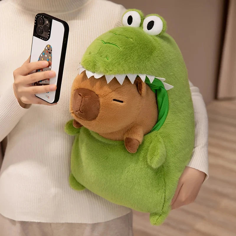 kawaiies-softtoys-plushies-kawaii-plush-Capybara Green Dinosaur Outfit Plushie Soft toy