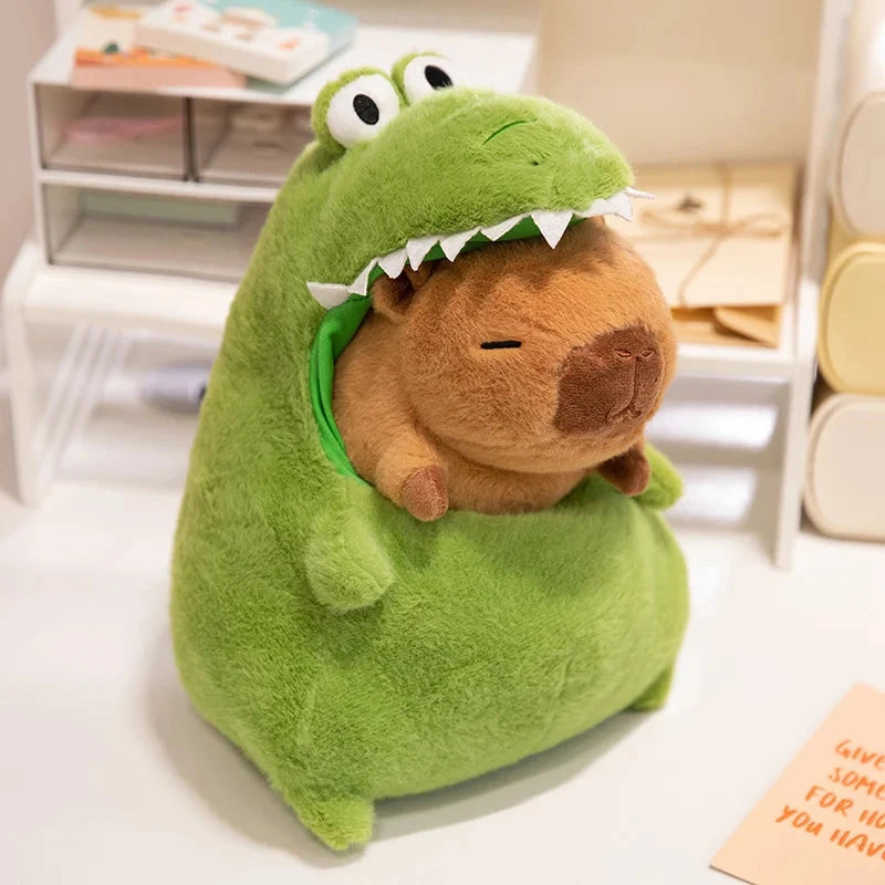 kawaiies-softtoys-plushies-kawaii-plush-Capybara Green Dinosaur Outfit Plushie Soft toy