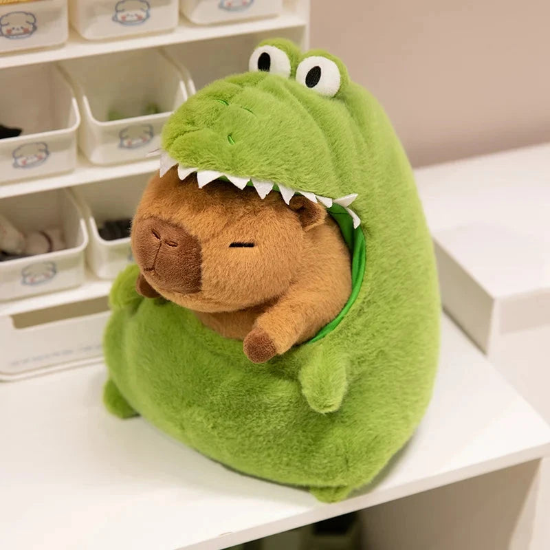 kawaiies-softtoys-plushies-kawaii-plush-Capybara Green Dinosaur Outfit Plushie Soft toy