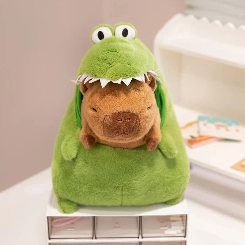 kawaiies-softtoys-plushies-kawaii-plush-Capybara Green Dinosaur Outfit Plushie Soft toy
