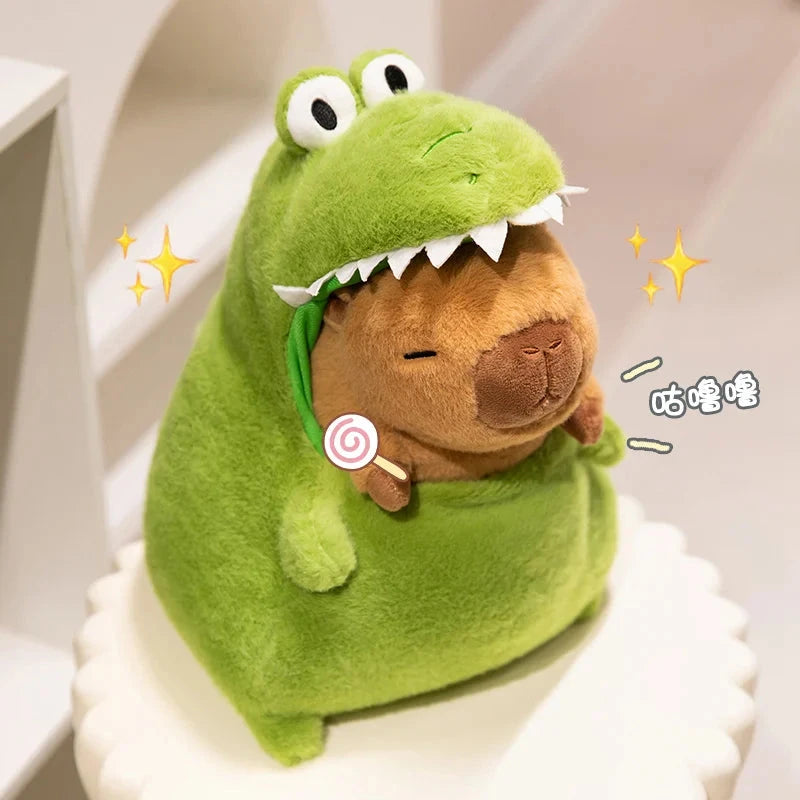 kawaiies-softtoys-plushies-kawaii-plush-Capybara Green Dinosaur Outfit Plushie Soft toy
