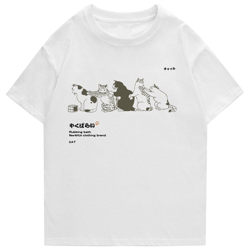 kawaiies-softtoys-plushies-kawaii-plush-Cats Scratching Cats Backs Unisex Tee Tops White S