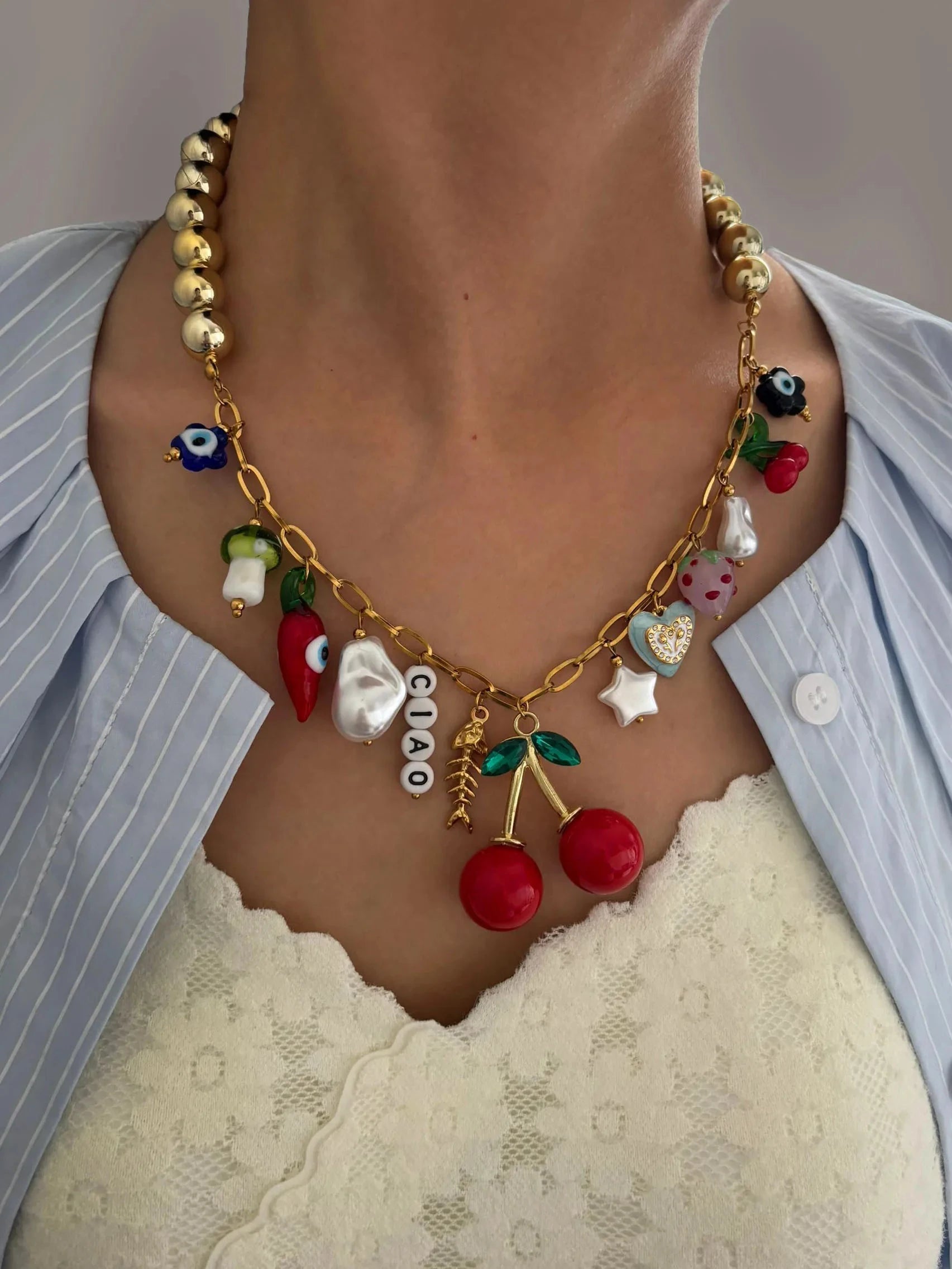 kawaiies-softtoys-plushies-kawaii-plush-Cherry Pop Maximalist Charm Necklace Jewelry