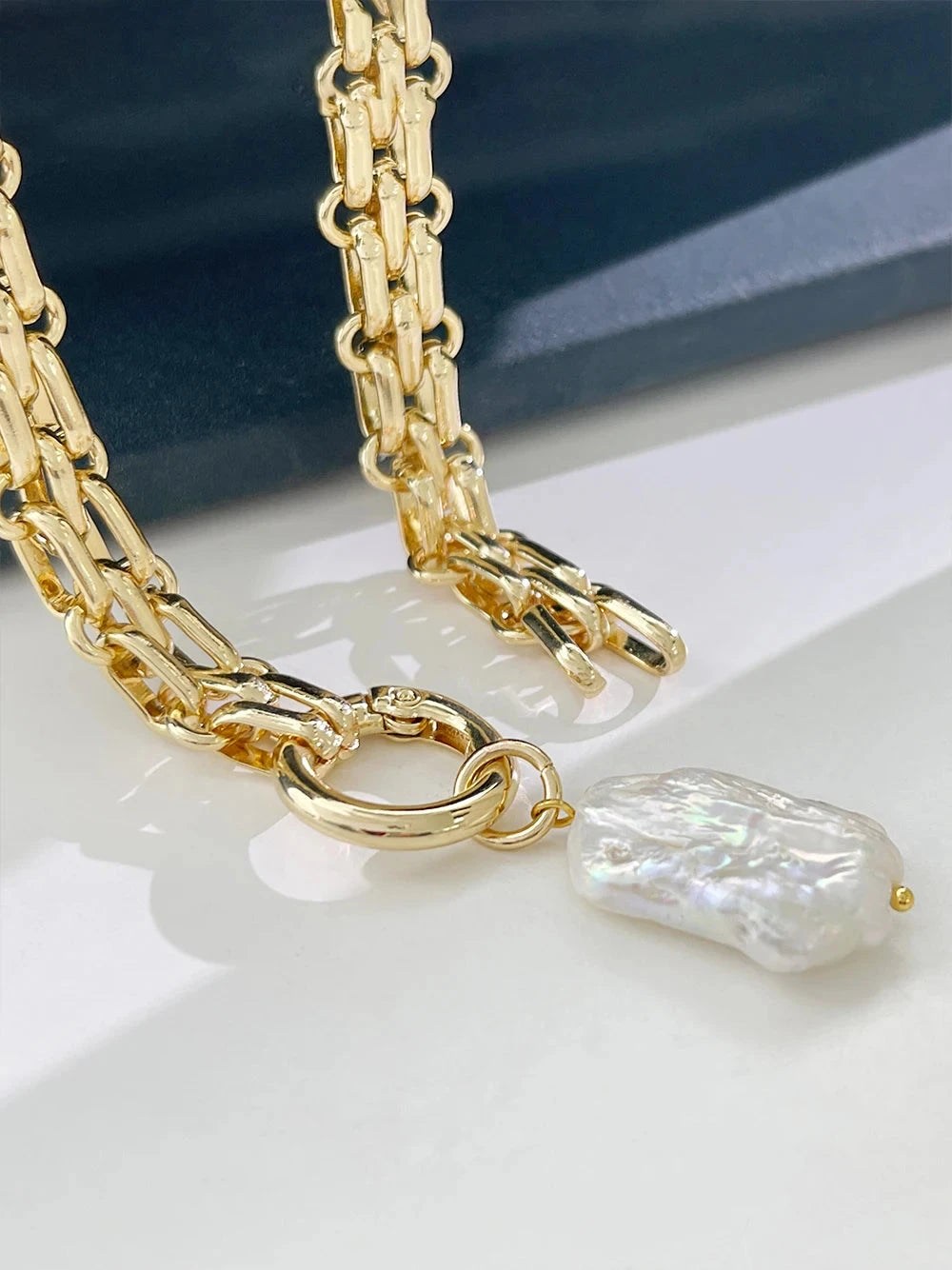 kawaiies-softtoys-plushies-kawaii-plush-Chunky Chain Pearl Pendant Necklace Jewelry