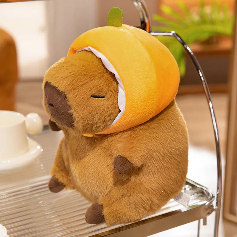 kawaiies-softtoys-plushies-kawaii-plush-Chunky Kawaii Capybara Plush with Hat Soft toy Orange 10in / 25cm