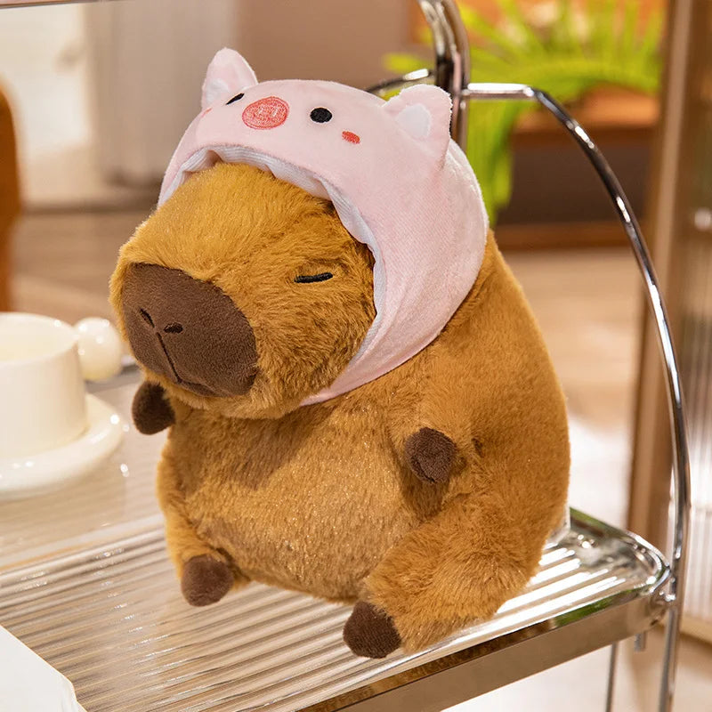kawaiies-softtoys-plushies-kawaii-plush-Chunky Kawaii Capybara Plush with Hat Soft toy Pig 10in / 25cm