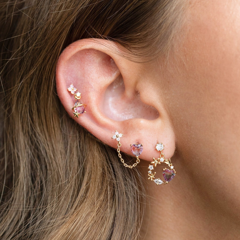 kawaiies-softtoys-plushies-kawaii-plush-Circle of Love Heart Gold-Plated Hanging Stud Earrings Earrings 