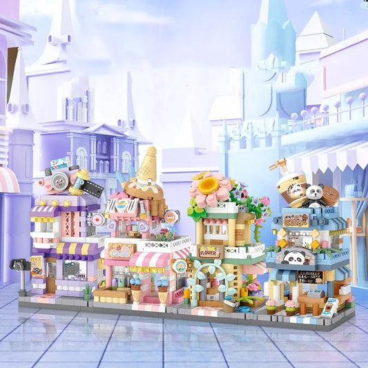 kawaiies-softtoys-plushies-kawaii-plush-City View Ice Cream Panda Cafes Flower Camera Shops Micro Building Sets Build it