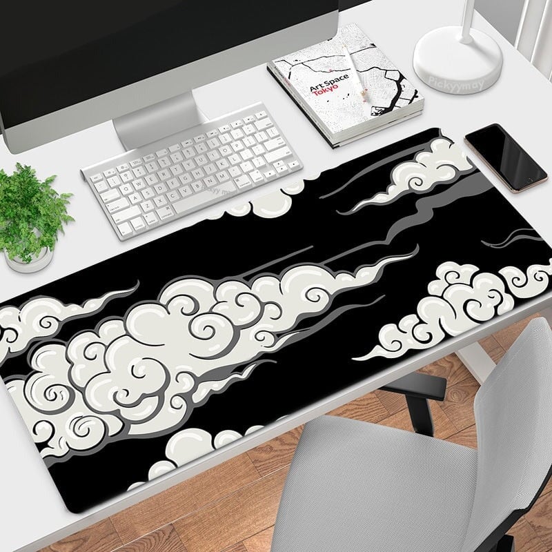 kawaiies-softtoys-plushies-kawaii-plush-Cloud Illustrations Large Mouse Pad Collection Mouse Pads Black 30 x 60cm
