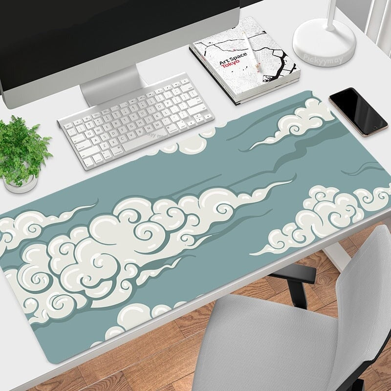 kawaiies-softtoys-plushies-kawaii-plush-Cloud Illustrations Large Mouse Pad Collection Mouse Pads Green 30 x 60cm