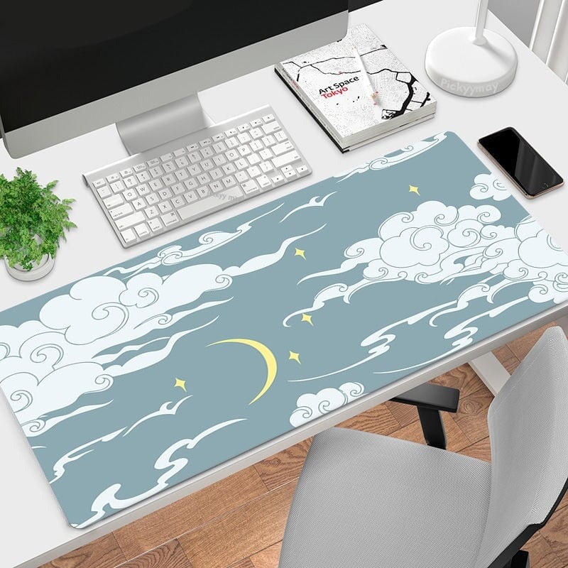 kawaiies-softtoys-plushies-kawaii-plush-Cloud Illustrations Large Mouse Pad Collection Mouse Pads Small Moon 30 x 60cm