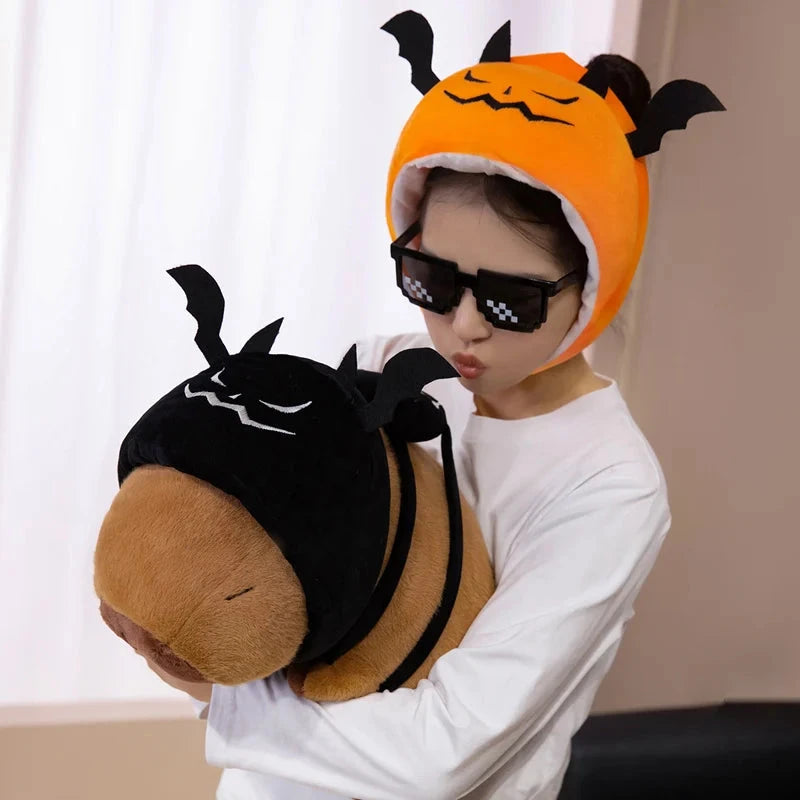 kawaiies-softtoys-plushies-kawaii-plush-Cute Halloween Pumpkin Hat Bat Capybara Plush Soft toy