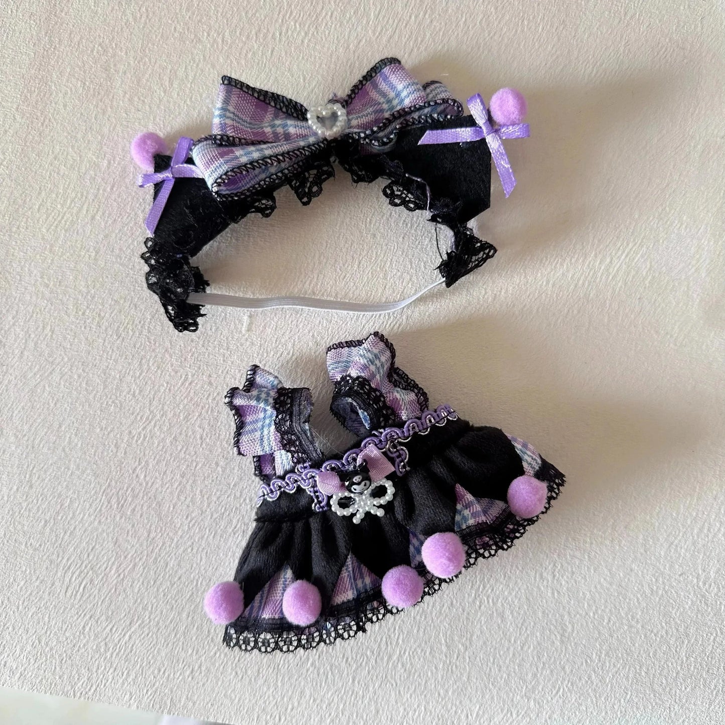 kawaiies-softtoys-plushies-kawaii-plush-Dark Lolita Ribbon Dress Labubu Doll Outfits Accessories