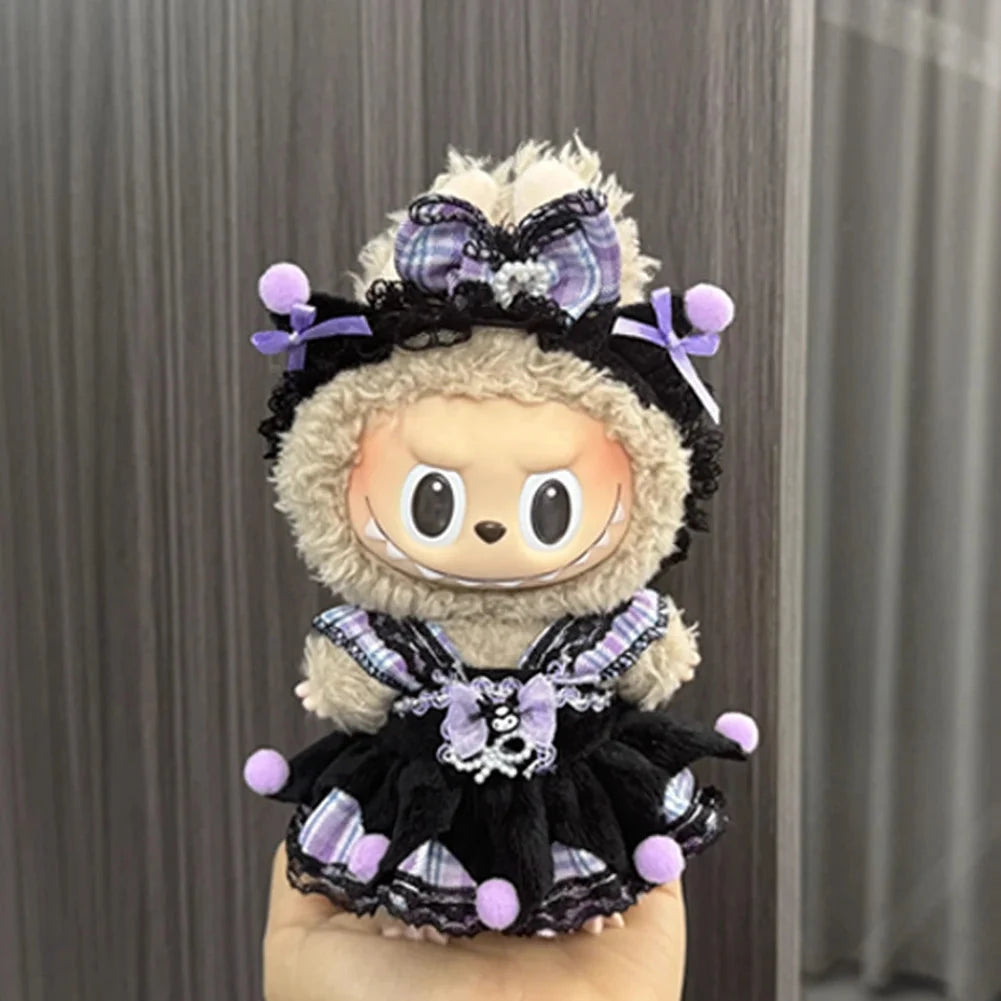 kawaiies-softtoys-plushies-kawaii-plush-Dark Lolita Ribbon Dress Labubu Doll Outfits Accessories Purple