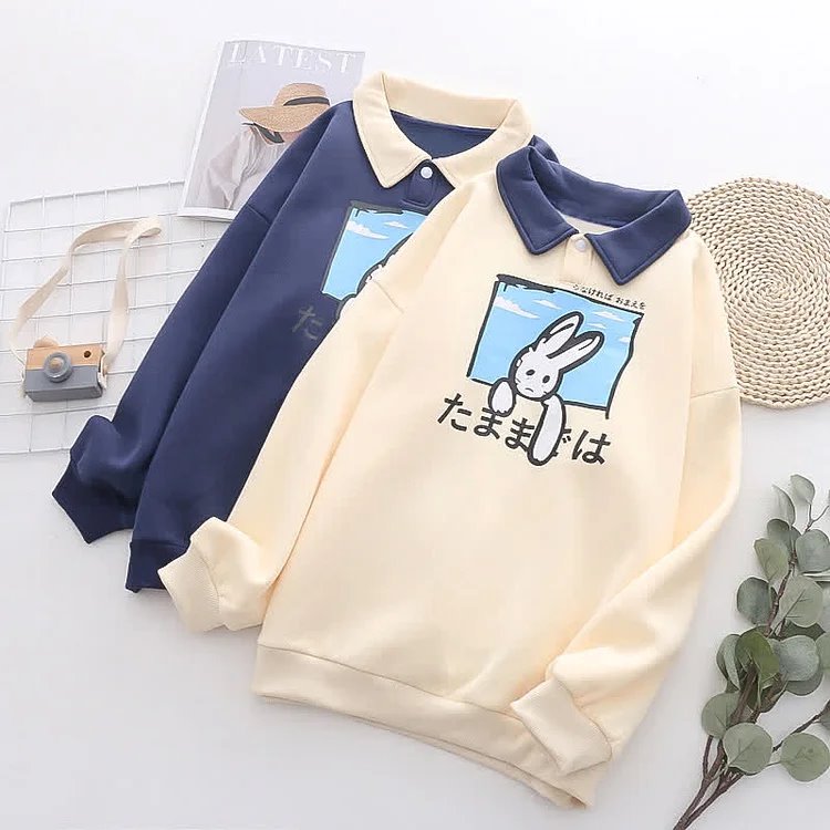 kawaiies-softtoys-plushies-kawaii-plush-Farewell Bunny Polo Sweatshirt Sweatshirt