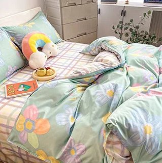 kawaiies-softtoys-plushies-kawaii-plush-Floral Illustrations Green Purple Bedding Sets Bedding Sets