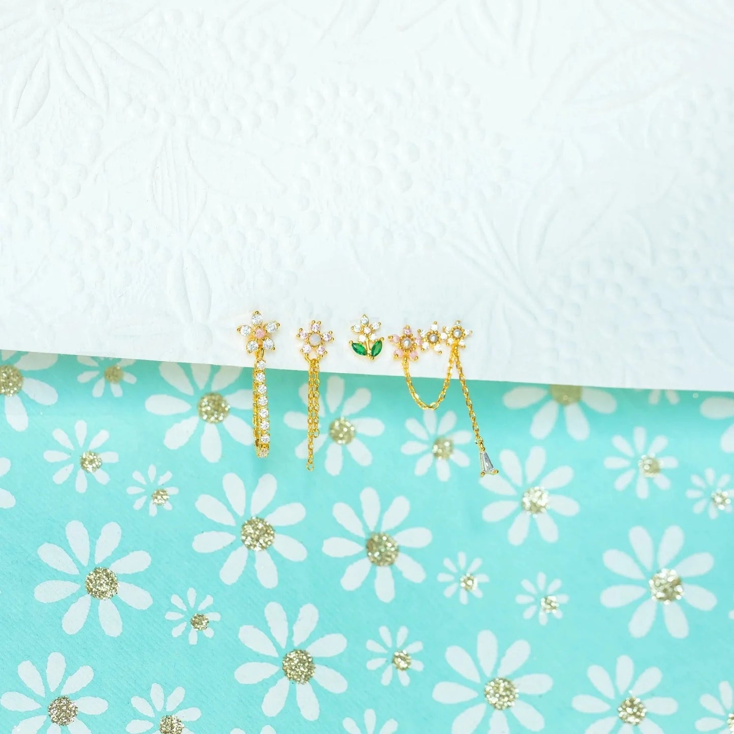 kawaiies-softtoys-plushies-kawaii-plush-Flowery Dreams 18k Gold-plated Earrings (4pc Set) Jewelry