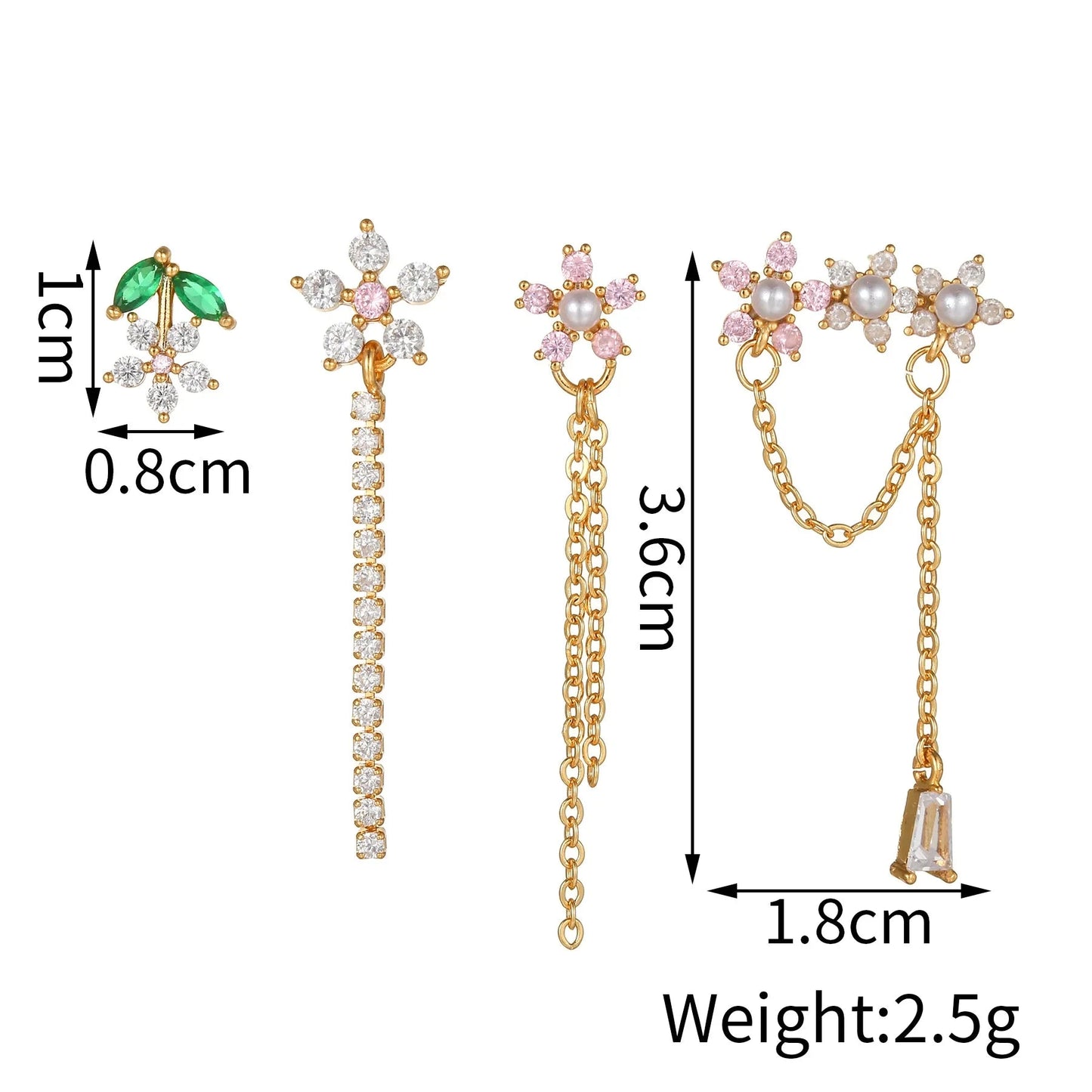 kawaiies-softtoys-plushies-kawaii-plush-Flowery Dreams 18k Gold-plated Earrings (4pc Set) Jewelry