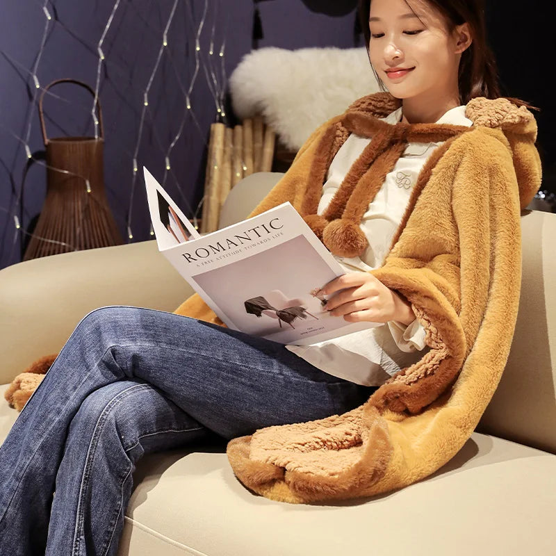 kawaiies-softtoys-plushies-kawaii-plush-Fluffy Capybara Cloak Hooded Blanket Cape Apparel