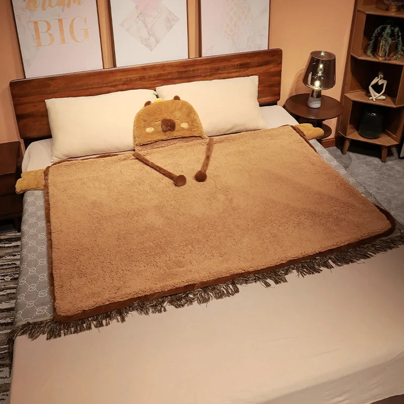 kawaiies-softtoys-plushies-kawaii-plush-Fluffy Capybara Cloak Hooded Blanket Cape Apparel