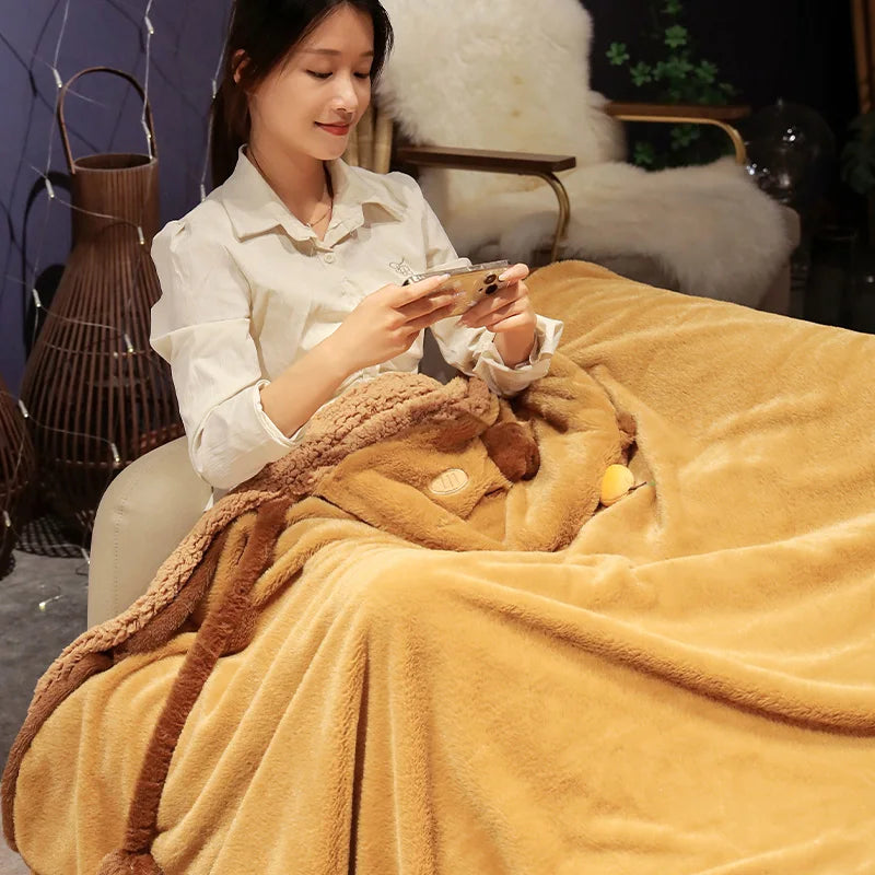 kawaiies-softtoys-plushies-kawaii-plush-Fluffy Capybara Cloak Hooded Blanket Cape Apparel