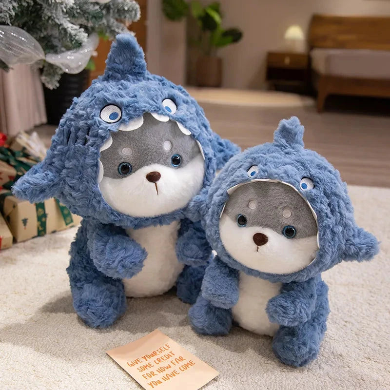kawaiies-softtoys-plushies-kawaii-plush-Fluffy Dog & Cat in Shark Outfit Plushie Soft toy