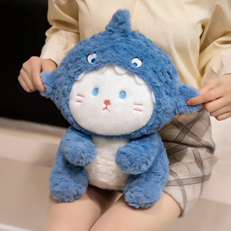 kawaiies-softtoys-plushies-kawaii-plush-Fluffy Dog & Cat in Shark Outfit Plushie Soft toy