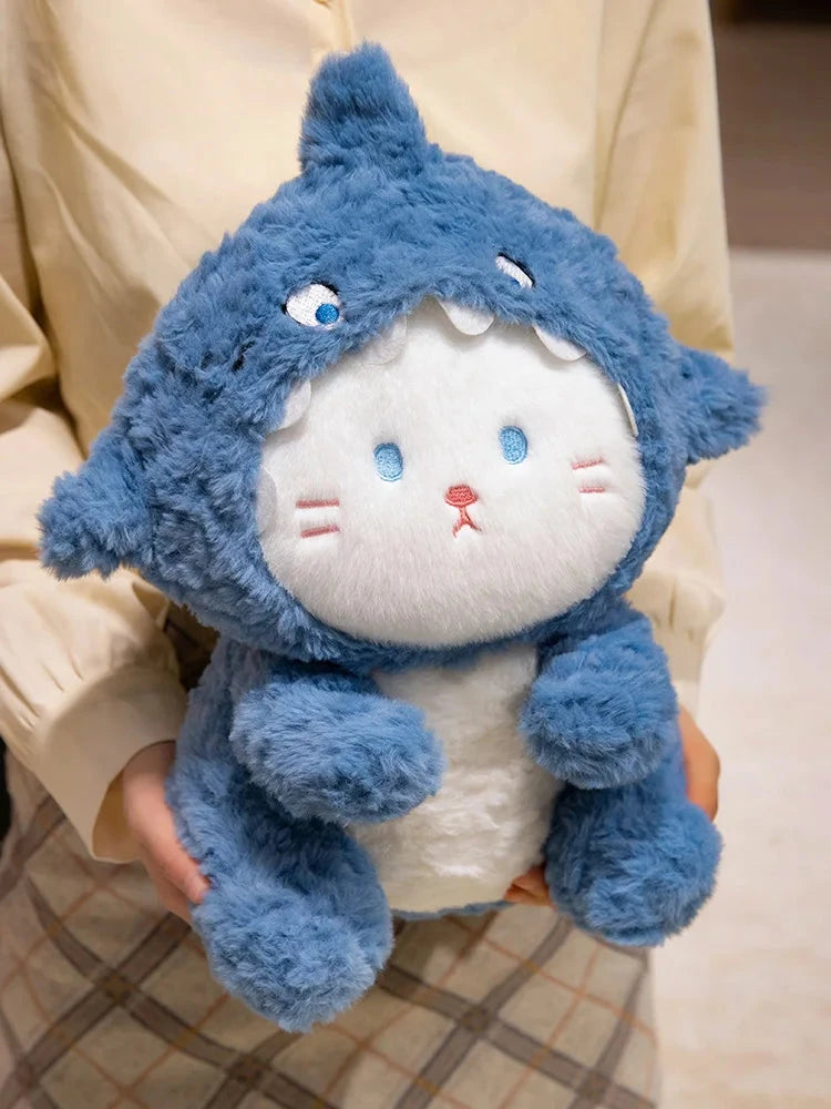 kawaiies-softtoys-plushies-kawaii-plush-Fluffy Dog & Cat in Shark Outfit Plushie Soft toy