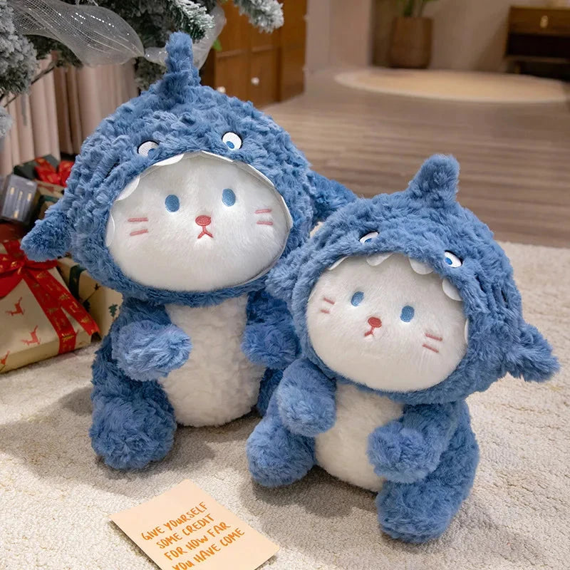 kawaiies-softtoys-plushies-kawaii-plush-Fluffy Dog & Cat in Shark Outfit Plushie Soft toy