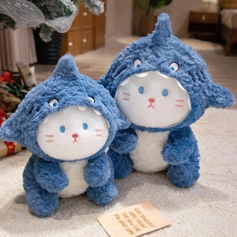 kawaiies-softtoys-plushies-kawaii-plush-Fluffy Dog & Cat in Shark Outfit Plushie Soft toy