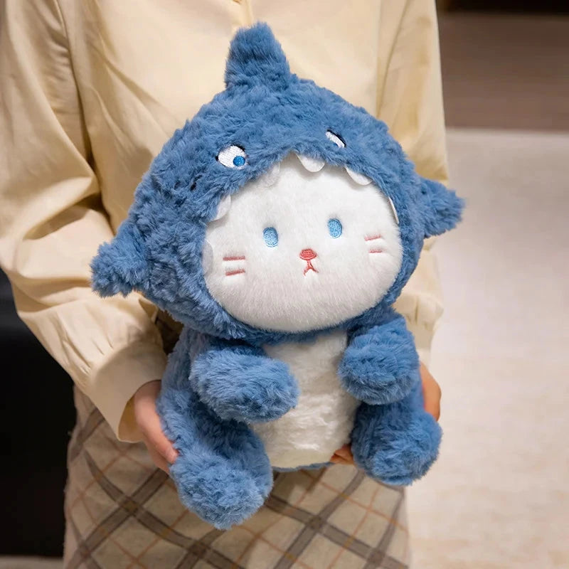 kawaiies-softtoys-plushies-kawaii-plush-Fluffy Dog & Cat in Shark Outfit Plushie Soft toy