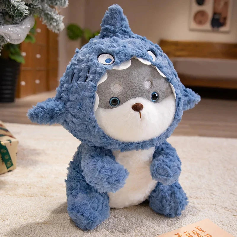 kawaiies-softtoys-plushies-kawaii-plush-Fluffy Dog & Cat in Shark Outfit Plushie Soft toy Dog (Shiboo) 45cm
