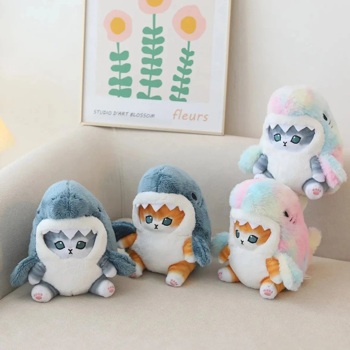 kawaiies-softtoys-plushies-kawaii-plush-Fluffy Kawaii Ginger Gray Shark Cat Plushies Soft toy