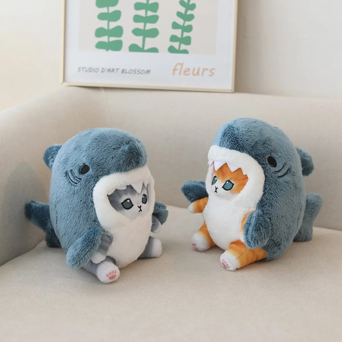 kawaiies-softtoys-plushies-kawaii-plush-Fluffy Kawaii Ginger Gray Shark Cat Plushies Soft toy