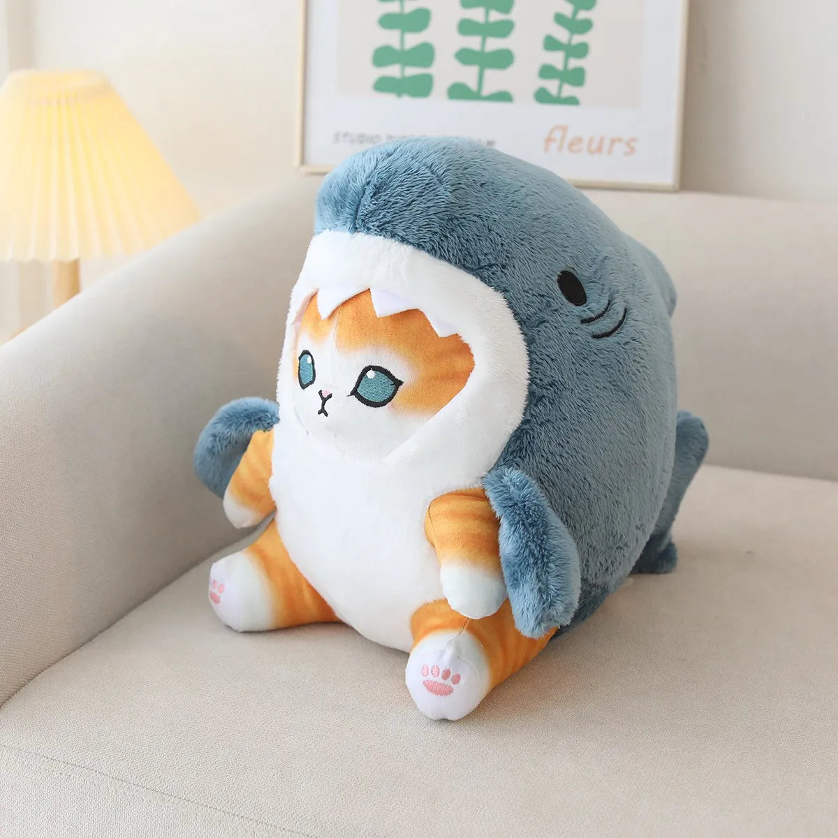 kawaiies-softtoys-plushies-kawaii-plush-Fluffy Kawaii Ginger Gray Shark Cat Plushies Soft toy Ginger (Gray) 20cm