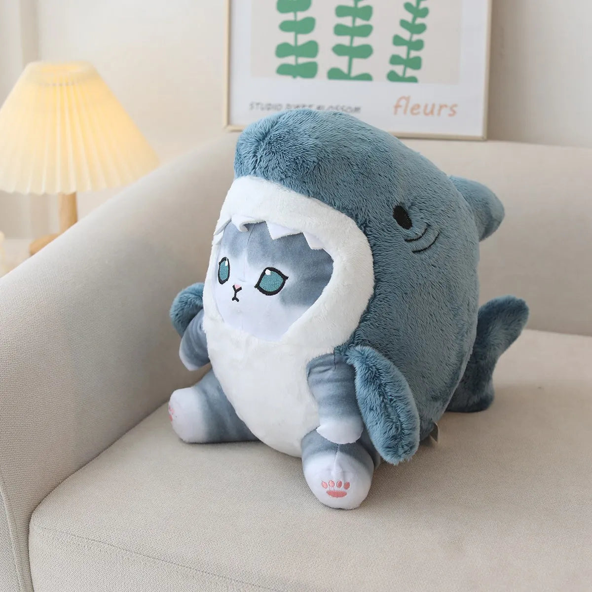 kawaiies-softtoys-plushies-kawaii-plush-Fluffy Kawaii Ginger Gray Shark Cat Plushies Soft toy Gray (Gray) 20cm
