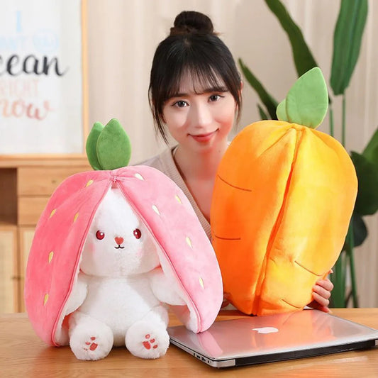 kawaiies-softtoys-plushies-kawaii-plush-Fluffy Strawberry Carrot Bunny Zip Up Plushie Soft toy