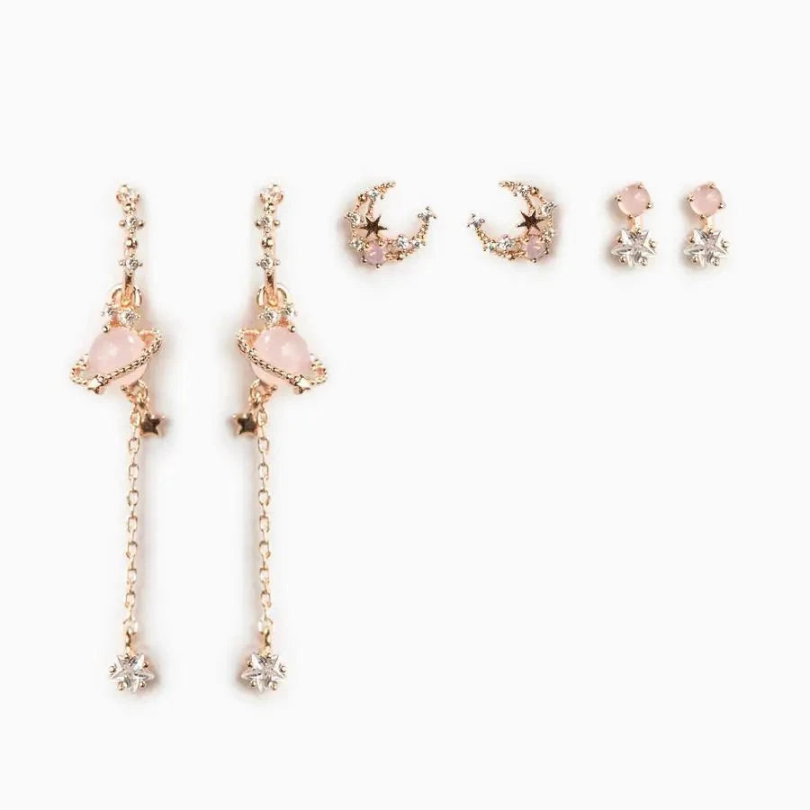 kawaiies-softtoys-plushies-kawaii-plush-Galaxy Bloom 18k Gold-plating Earrings (6pc Set) Jewelry