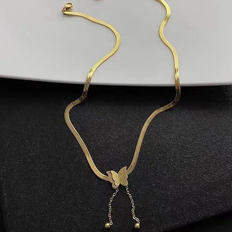 kawaiies-softtoys-plushies-kawaii-plush-Golden Butterfly Drop Chain Necklace Jewelry