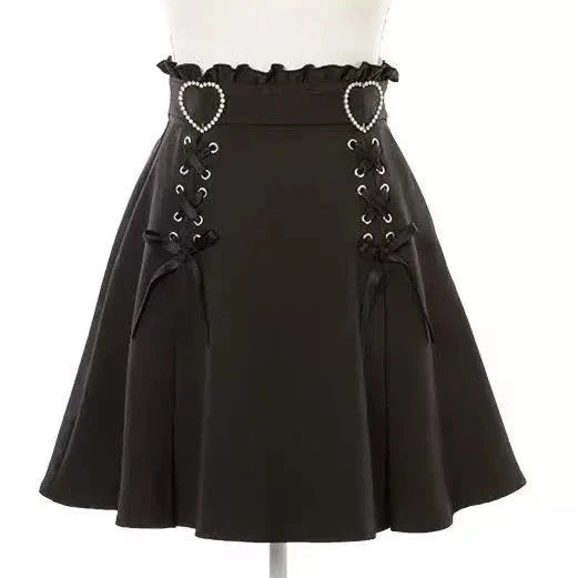 Gothic Black Heart Bow High Waist Mini Skirt – Kawaiies Gothic Black Heart Bow High Waist Mini Skirt – Kawaiies
