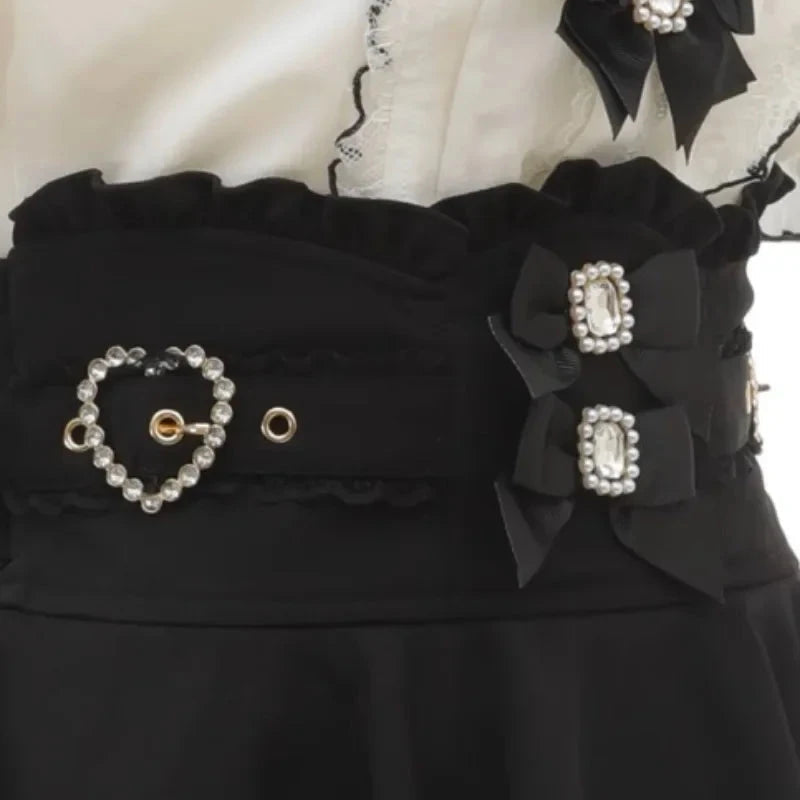 kawaiies-softtoys-plushies-kawaii-plush-Gothic Heart Bow High Waist Black Plaid Skirt Apparel
