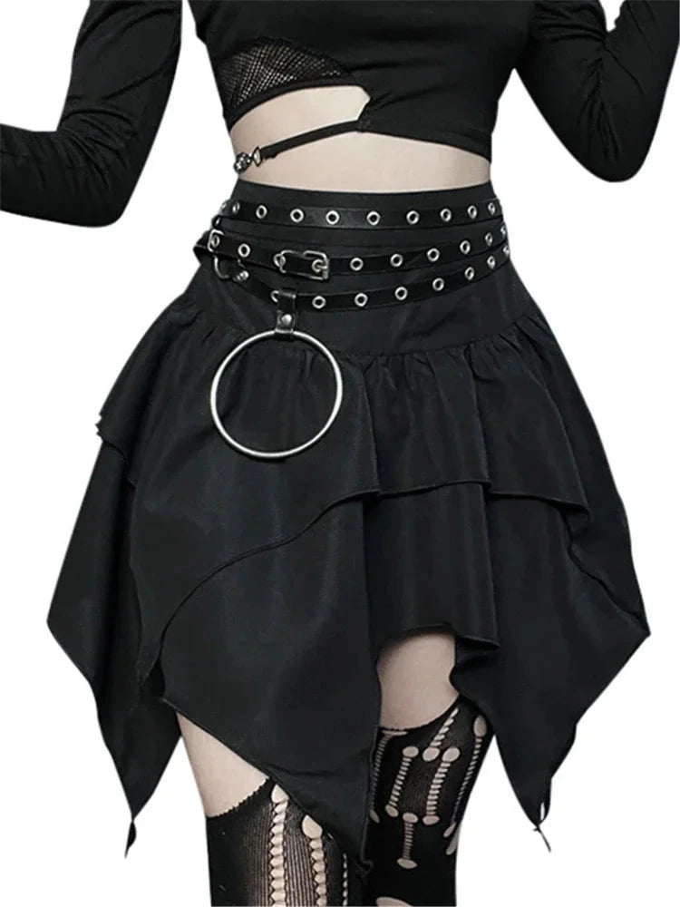 kawaiies-softtoys-plushies-kawaii-plush-Gothic Witch Punk Irregular Black Skirt Apparel