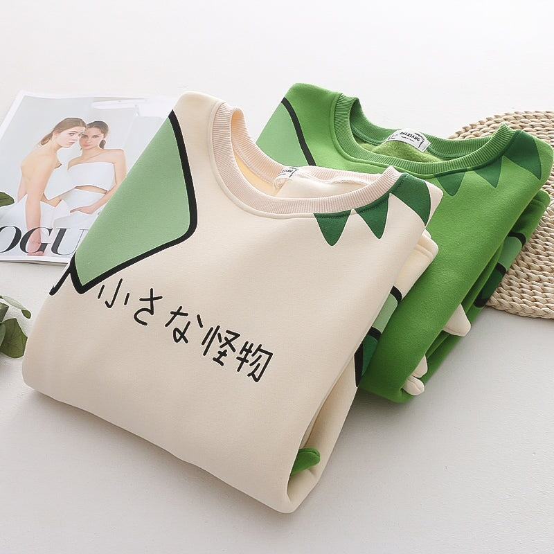 kawaiies-softtoys-plushies-kawaii-plush-Green Dinosaur Long Sleeve Unisex Sweatshirts | NEW Hoodies