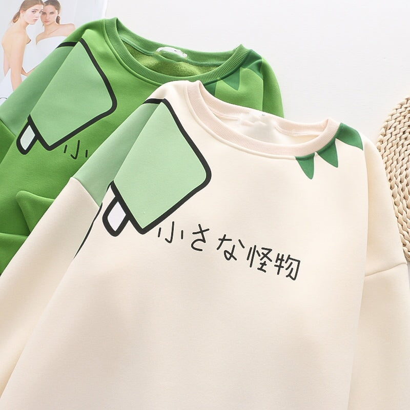 kawaiies-softtoys-plushies-kawaii-plush-Green Dinosaur Long Sleeve Unisex Sweatshirts | NEW Hoodies