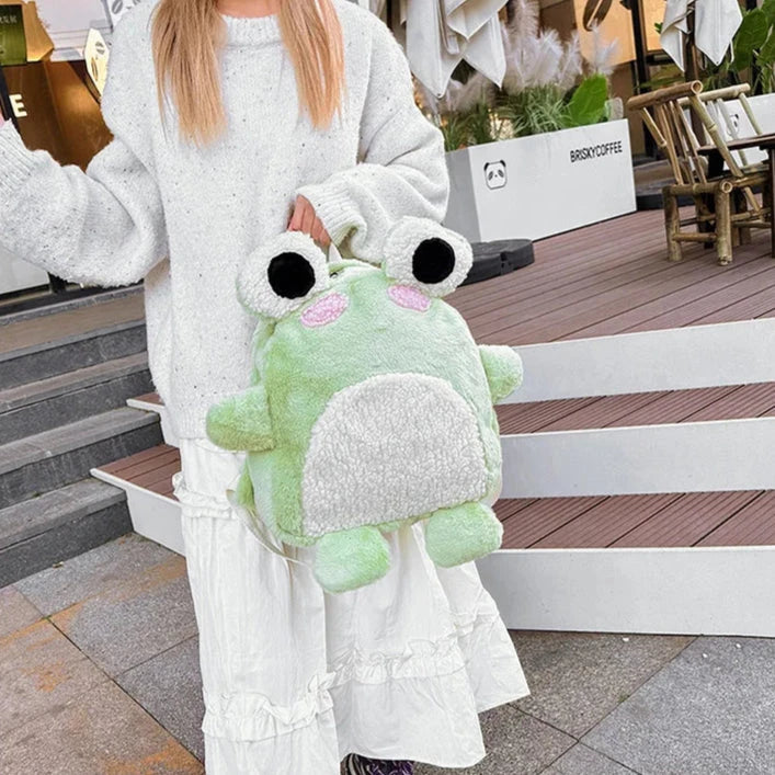 kawaiies-softtoys-plushies-kawaii-plush-Green Froggy Plush Backpack Bags