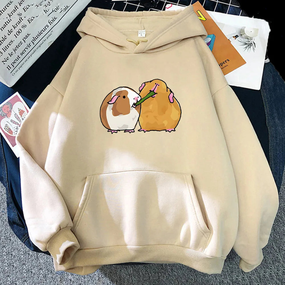 kawaiies-softtoys-plushies-kawaii-plush-Guinea Pig Sharing is Caring Unisex Hoodie Apparel Cream S