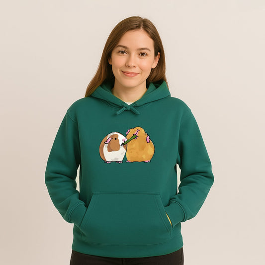 kawaiies-softtoys-plushies-kawaii-plush-Guinea Pig Sharing is Caring Unisex Hoodie Apparel Dark Green XS